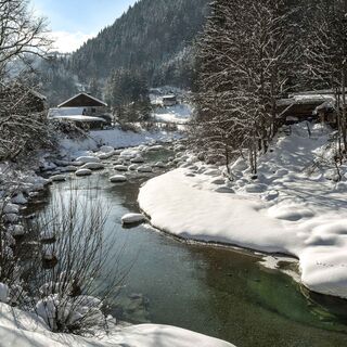 Brandenberg Pinegg Winter mit Brandenberger Ache