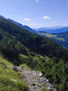 Rückblick auf Angersteinsteig unterhalb der Westwand