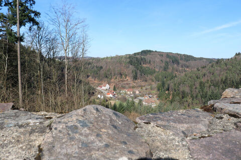 Blick von der Burgruine Keppenbach in Richtung Sägplatz