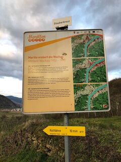 Infotafel auf der Marillenmeile beim Glauberkreuz