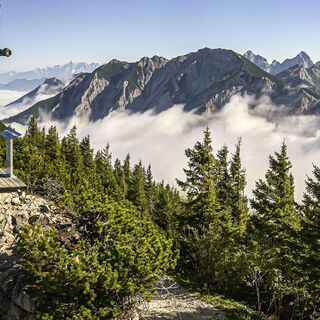 Aussichtsplattform und Gipfelkreuz auf dem Breitenberg