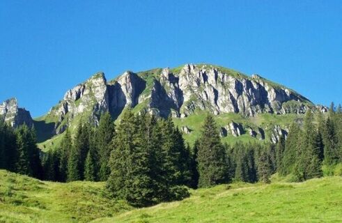 Der prächtige Guscha Gipfel von unten