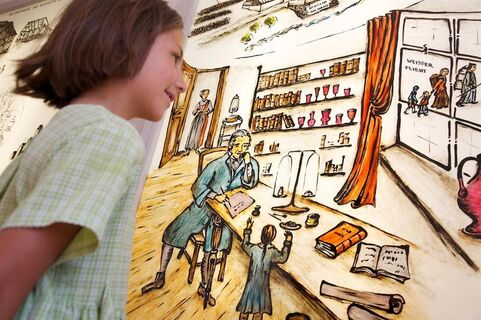 Die Tafeln der Daueraustellung in der Glashütte