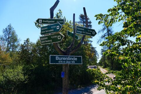 Wegweiser bei der Burenlinde - Dreißigacker
