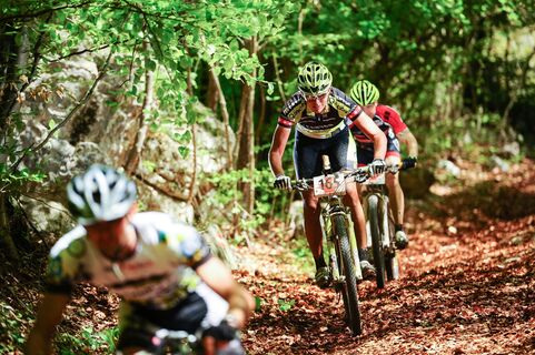Bikers während des Marathons
