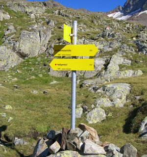 Wegweiser Roter Knopf