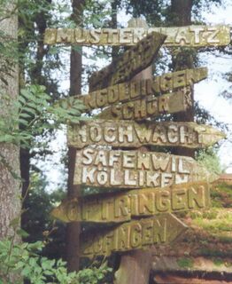 Wegweiser im Bünebergwald