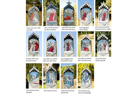 Die verschiedenen Stationen des Kreuzweges in Sumvitg/Clavadi in einer Collage.