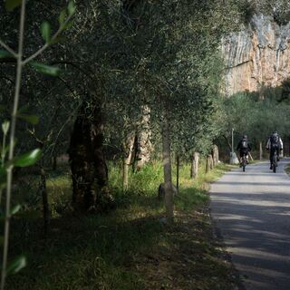 Kletterwand Policromuro im Hintergrund