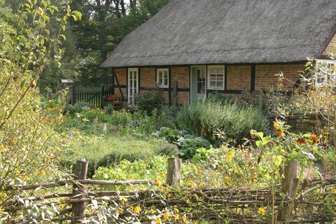 Malerische Häuser im Elbholz.