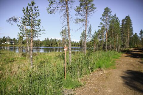 Der Trail bietet einen Blick über den Kivilampi-Weiher in Ruka, Kuusamo
