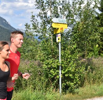 den Symbolen auf den Wegweisern folgen