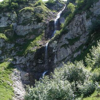 Auf dem Abstieg zwischen Landsberger Hütte und Oberer Traualpe