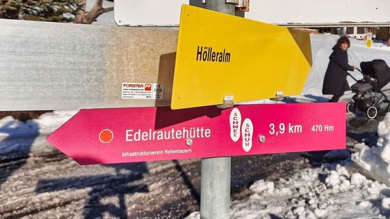Das erste Hinweisschild beim Parkplatz