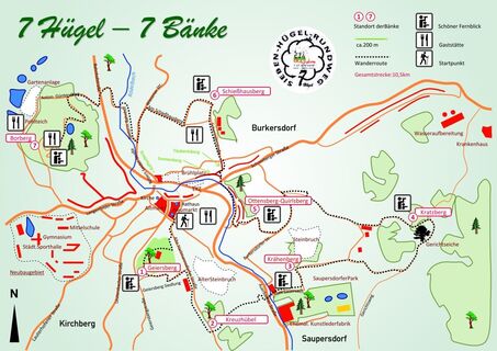 Wanderkarte 7 Hügel - 7 Bänke