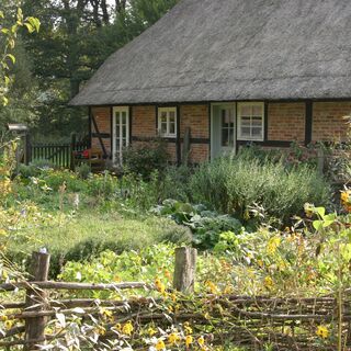 Malerische Häuser im Elbholz.