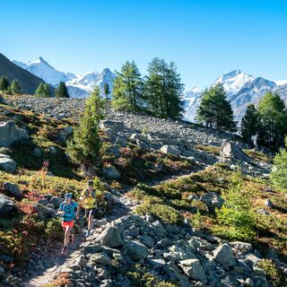 Sie lassen Zinal hinter sich und laufen zwei Tage in der Natur, bevor Sie das nächste Dorf, Randa, erreichen.