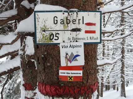 Wegmarkierung am Gaberl