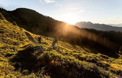 Trail-Spaß bei Sonnenuntergang