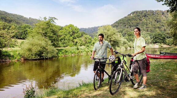 Radfahrer am Werratal-Radweg bei Frankenroda