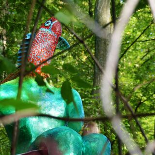 Skulptur: Der Angler und das Wasser am Kleffweg Albaum