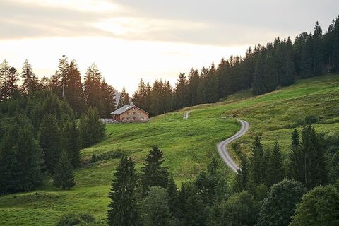 Alpe Ries in Sibratsgfäll in Abendstimmung
