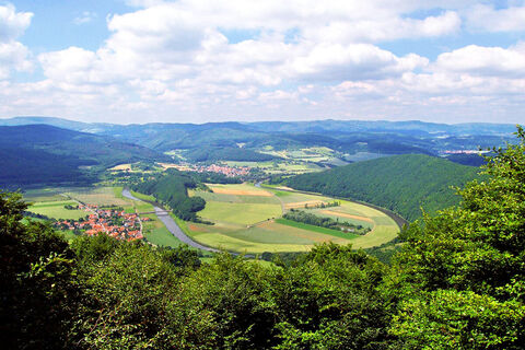 Blick von der Teufelskanzel zur Werraschleife bei Lindewerra