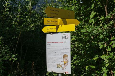 Wegweiser auf der Ritter-Waldauf-Runde