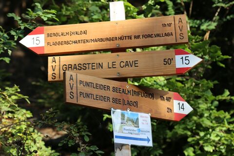 Wegweiser am Anfang der Tour
