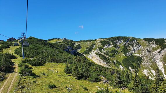 Blick zum Hauptpipfel und dem Grat des Scheineck-Abstiegs