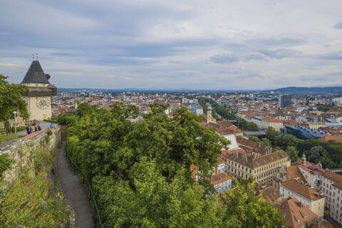Blick vom Schlossberg auf Graz
