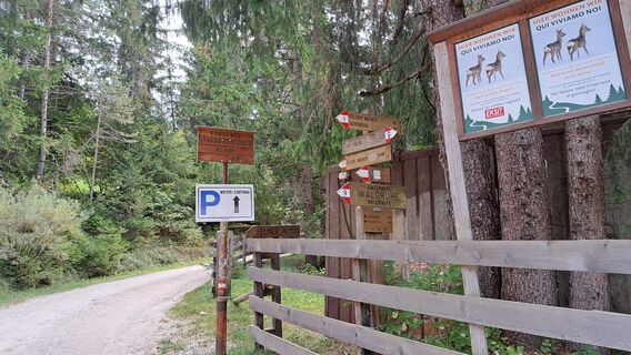 vom unteren Wanderparkplatz weg