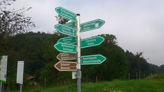 Wegweiser  kurz vor dem Anstieg in den Brunnholzwald