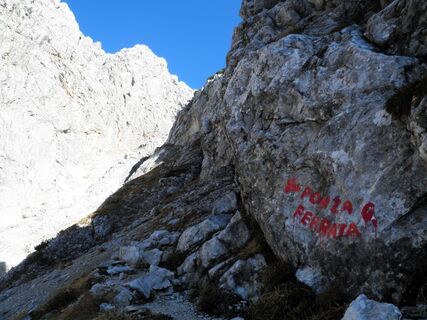 Abzweigung zum Klettersteig
