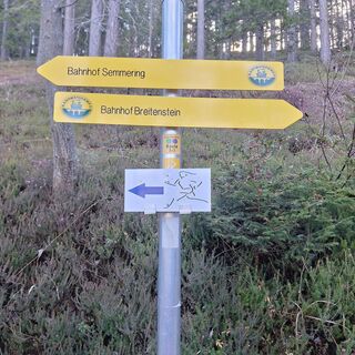 Beschilderung mit Bahnwanderweg Logo