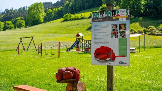 Einiges zu entdecken - Spielplatz und Infotafeln mit Skulpturen