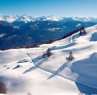 Aussicht auf der Winterwanderung Crans - Aminona