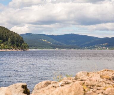 Blick über den Schluchsee zum Feldberg