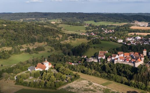Blick von oben auf Vellberg und Umgebung