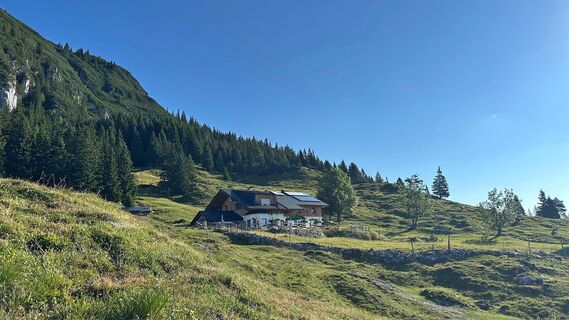 Die Astenau Alpe liegt auf 1.483 m Seehöhe hoch über Eben am Achensee.