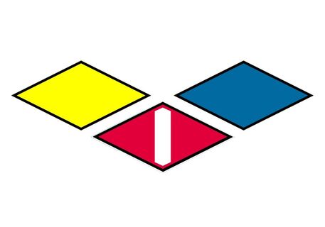 Wegmarkierung: gelbe + blaue Raute + Mittelweg