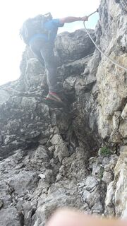 Aufstieg Braunarlspitze, gesicherte Kletterpassage