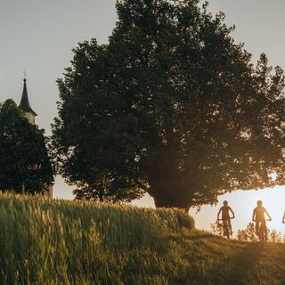 Mountainbiker bei der Mühlholzkapelle