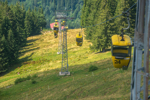 Mit der Gondel geht es zurück zur Hochgratbahn-Talstation