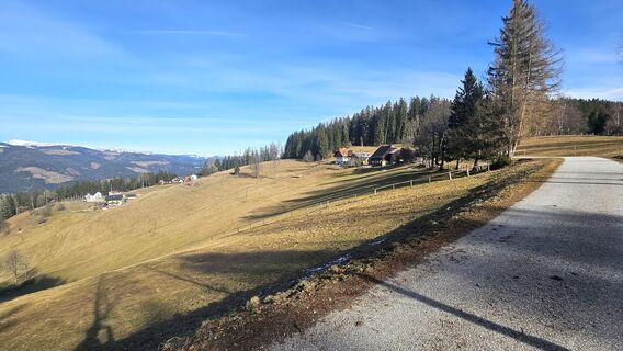 5.9 km Abzweigung rechts auf Wiese vorm Simmerl am Eck