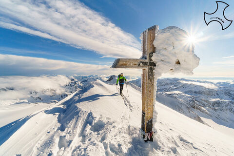 Mount Cevedale: die Ankunft auf dem Gipfel.