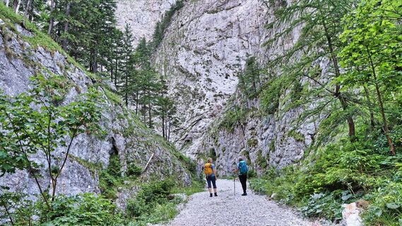 Der Aufstieg führt durch die Klamm