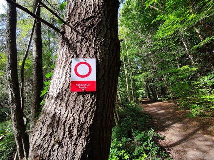 Wegemarkierungszeichen auf der Ruhbachtal Runde