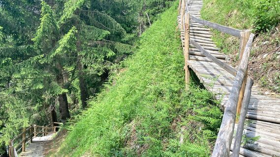 Holztreppe Rundwanderung Crappa Grossa