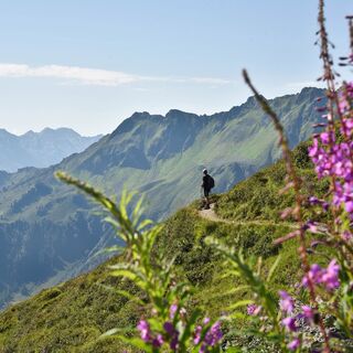 Wanderer am Panoramaweg Wiedersbergerhorn